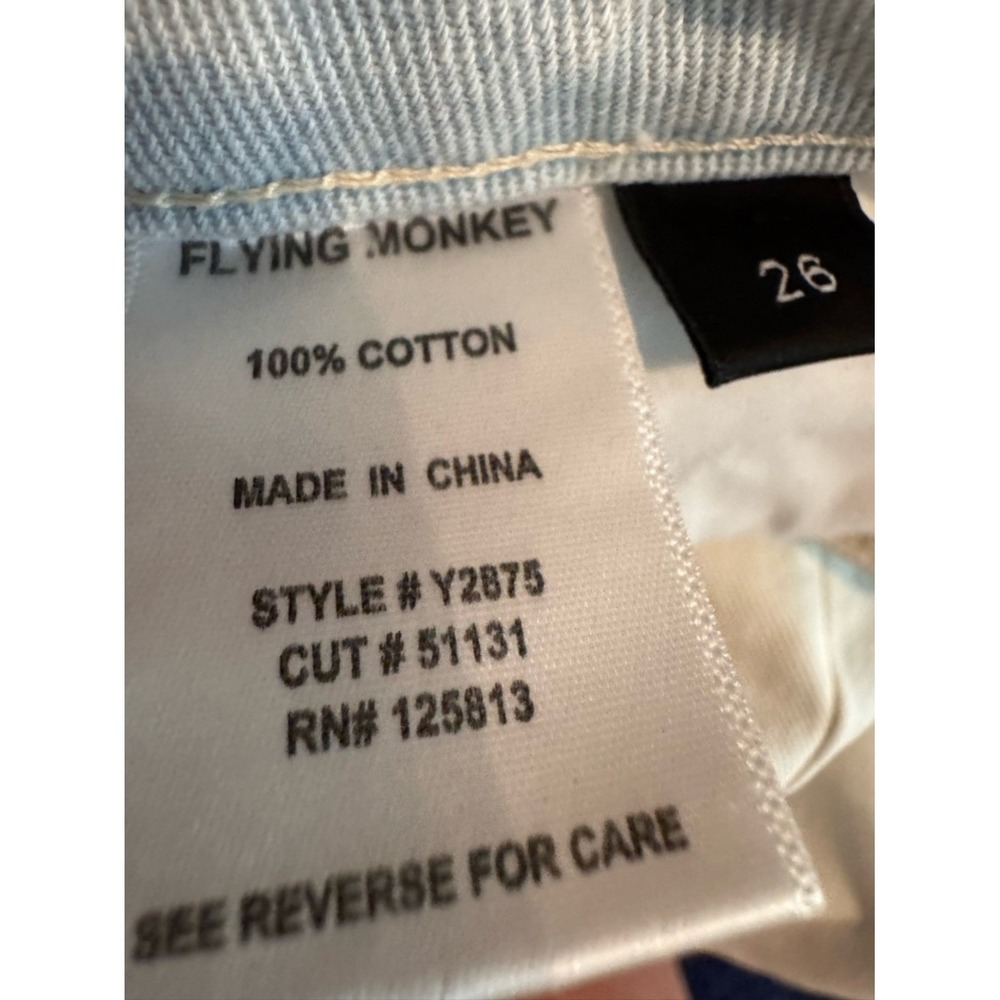 Flying Monkey Womens Super High Rise Mom Jeans Size 26 Edgy Distressed Faded - Picture 7 of 8